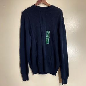 David Taylor Navy Blue Cable Knit Sweater